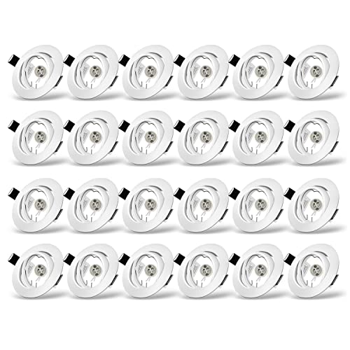 Marco Foco Empotrable, Marcos Focos GU10 Blanco Incl. Zócalo GU10 Para Lámparas De Led O Halógena, Redondo Metálica, Marco Empotrado Ojo de Buey, Para Baño Sala Cocina, etc,24 Pack Cover