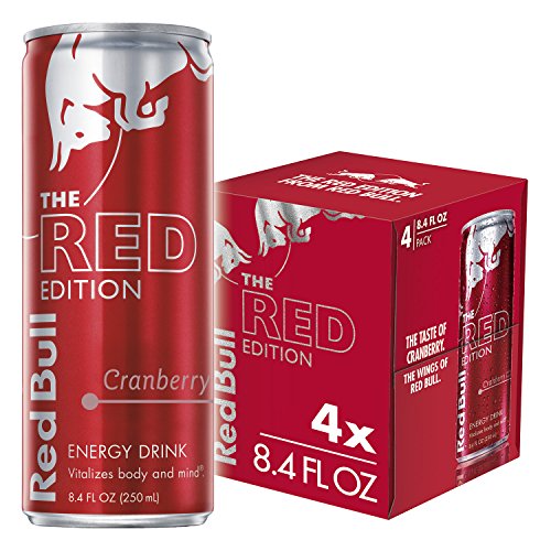Red Bull Energy Drink, Cranberry, Red Edition, (4 Count of 8.4 Fl Oz Cans) 33.6 Fl Oz