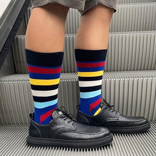 Mens Funny Colorful Novelty Fun Crazy Design Casual Cotton Crew Dress Socks Pack4