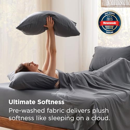 Image of Bedsure Deep Pocket Full Size Sheets Set - 6 Piece, Prewashed Ultra-Soft Full Size Bed Sheets, Fits Mattresses Up to 18 Inches Thick, Breathable & Secure Fit, Hotel Luxury Bedding, Grey