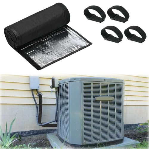 3 Layers HVAC Copper Pipe Insulation Cover, 72x10.2 Inch 600D Oxford AC Pipe Protector with 4 Adjustable Straps for Outdoor, Flexible Insulation Sleeve for Central Air Conditioning Mini Splits