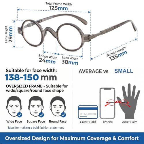 Image of Eyekepper Reading Glasses for Men, Large Round Readers Women Oval | Mens Womens Cheaters, Reader Eyeglasses, All-Day Comfort Spring Hinges, Scratch Resistant for Work /Crafts