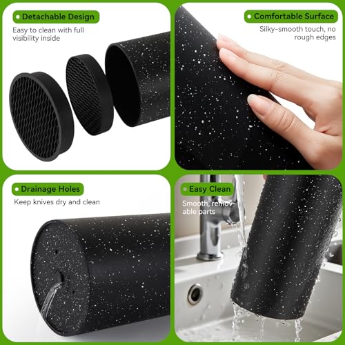 Universal Knife Block Without Knives Ninonly Knife Block Detachable Knife Storage Space Saver for Kitchen Knife Organizer Black - Image 6