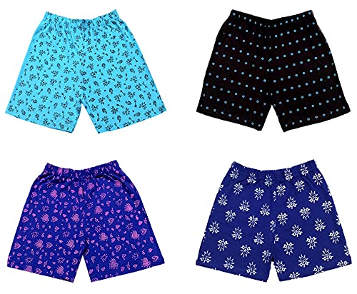 Image of indi weaves Girls Cotton Printed Shorts (Pack of 4)