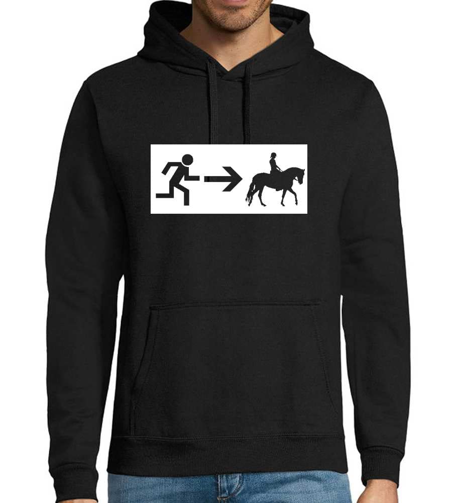 Wyjście awaryjne, jazda konna, męska bluza z kapturem, czarny, 4XL