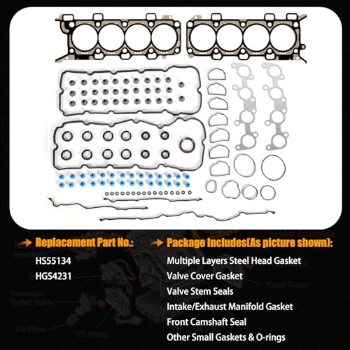 Image of AUCERAMIC VS50902R HGS4231 Cylinder Head Gasket Set Fit for 2015-2017 Ford F-150 Mustang 5.0L V8 HS55134