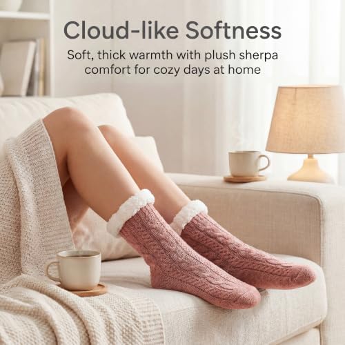 Image of The Metluks Women's Fuzzy Slipper Socks with Non-slip Grippers, Sherpa Lined Warm Cozy Gift Socks