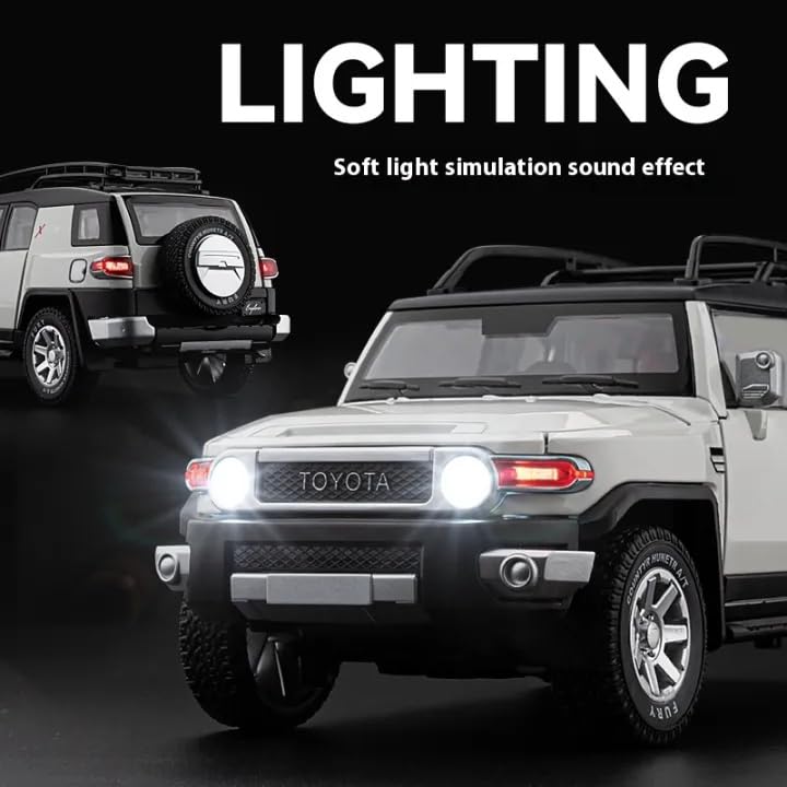 Image of Alokik Enterprise 1:24 Toyota FJ Cruiser Diecast Metal Pull Back Car with 6 Openable Doors with Sound and Light Toy Decoration car Best Gift Toys for Kids 【Color As Per Stock 】