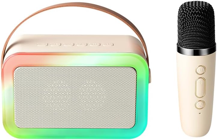 Altavoz Bluetooth impermeable IPX5, 10 W, estéreo portátil inalámbrico para fiestas con luces LED, máquina de karaoke para adultos y niños con