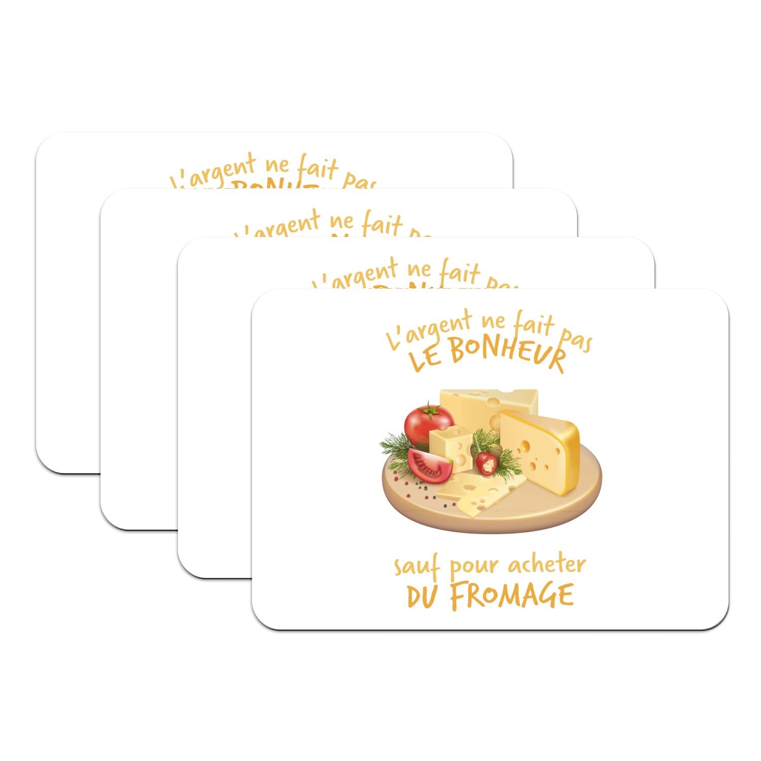 Plateau de fromage sur vos sets de table blancs en caoutchouc pour des repas de partage