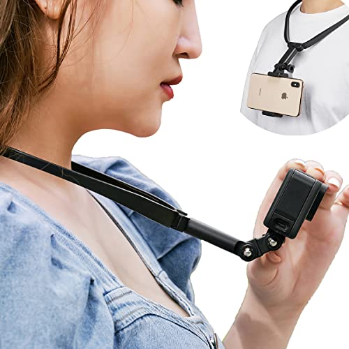 EaxanPic POV / VLOG Neck Holder Mount for Gopro Action Camera,Selfie Neck Strap for GoPro Hero 9/8/7/6/5 OSMO Action,Action Camera and Cell Phone Video Shoot Accessories