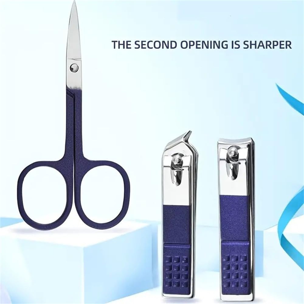 Ensemble de Coupe-Ongles en Acier Inoxydable et Carbone, Bleu, 18 pièces (Bleu)