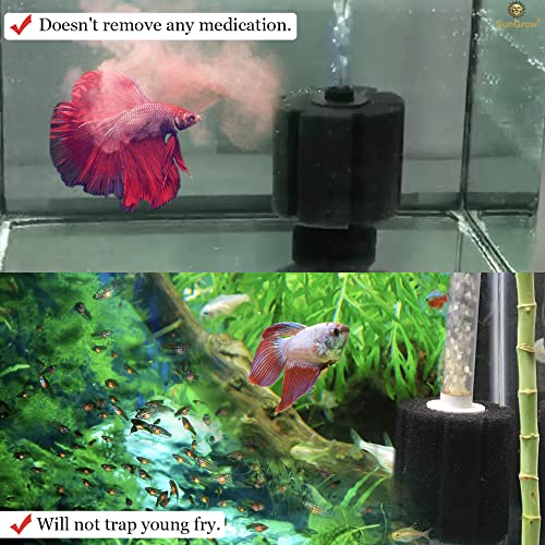 Image of SunGrow 10-Gallon Betta Sponge Filter, Underwater Center Aquarium Filter, Attach it to Air Pump (Not Included) to Run, Works for Tropical Fish & Breeder Aquarium, Perfect for Fry & Small Fish