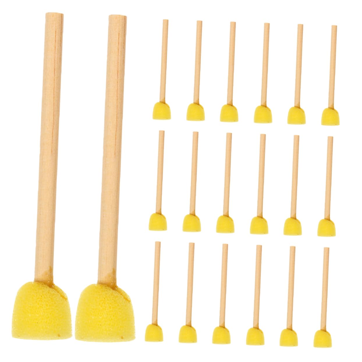 HOMSFOU Kid-Friendly Art Brushes 20pcs Round Sponge Paint Brushes with Wooden Handle Set of Foam for Kids' Art Projects and Craft Supplies