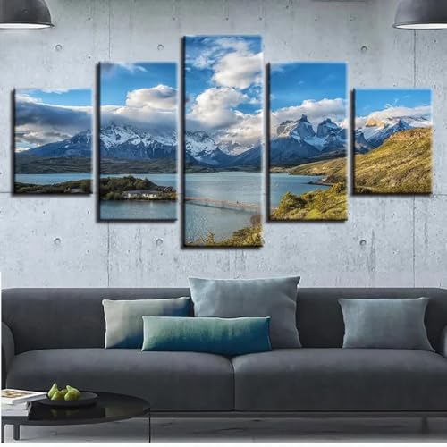 Impression sur toile decoration murale montagne riviere lac