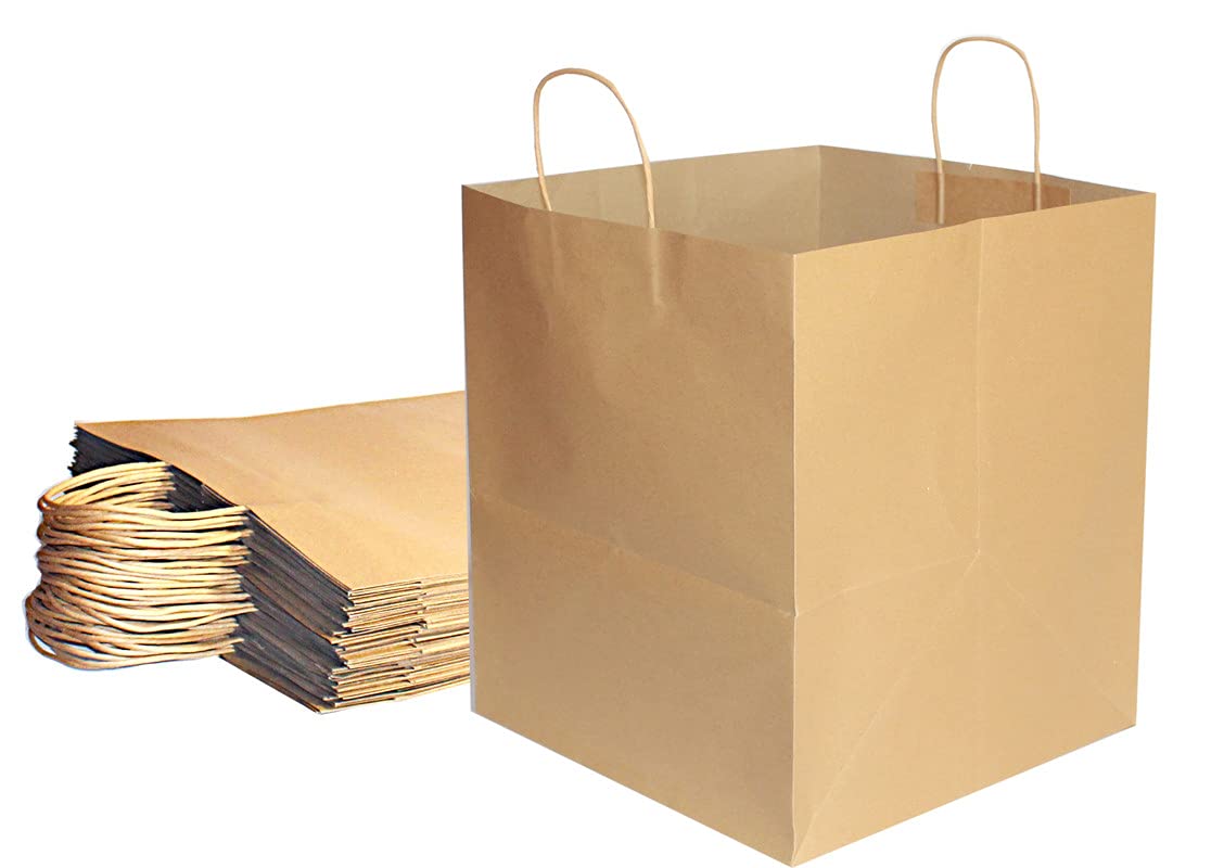 Shopper Carta Kraft Avana con Manici intrecciati