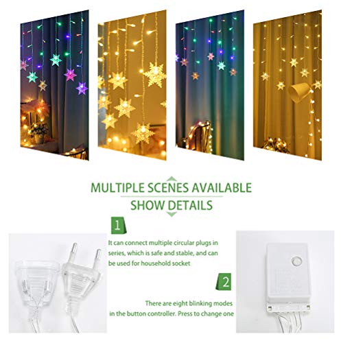 Luzes de cortina de floco de neve, luzes de LED de Natal, corda de cortina para janela decoração de