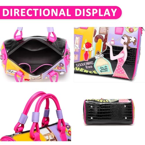Bolso bandolera con bordado para mujer en cuero miniatura 5