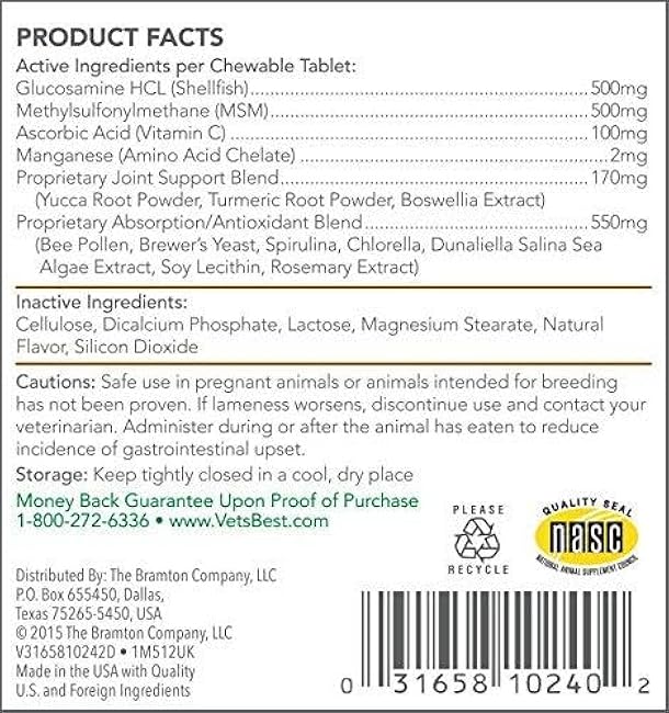 Vet's Best Advanced Hip & Joint Dog Supplements - Formulated with Glucosamine and Chondroitin to Support Dog Joint and Cartilage Health - 90 Chewable Tablets-Nq7zRkOC