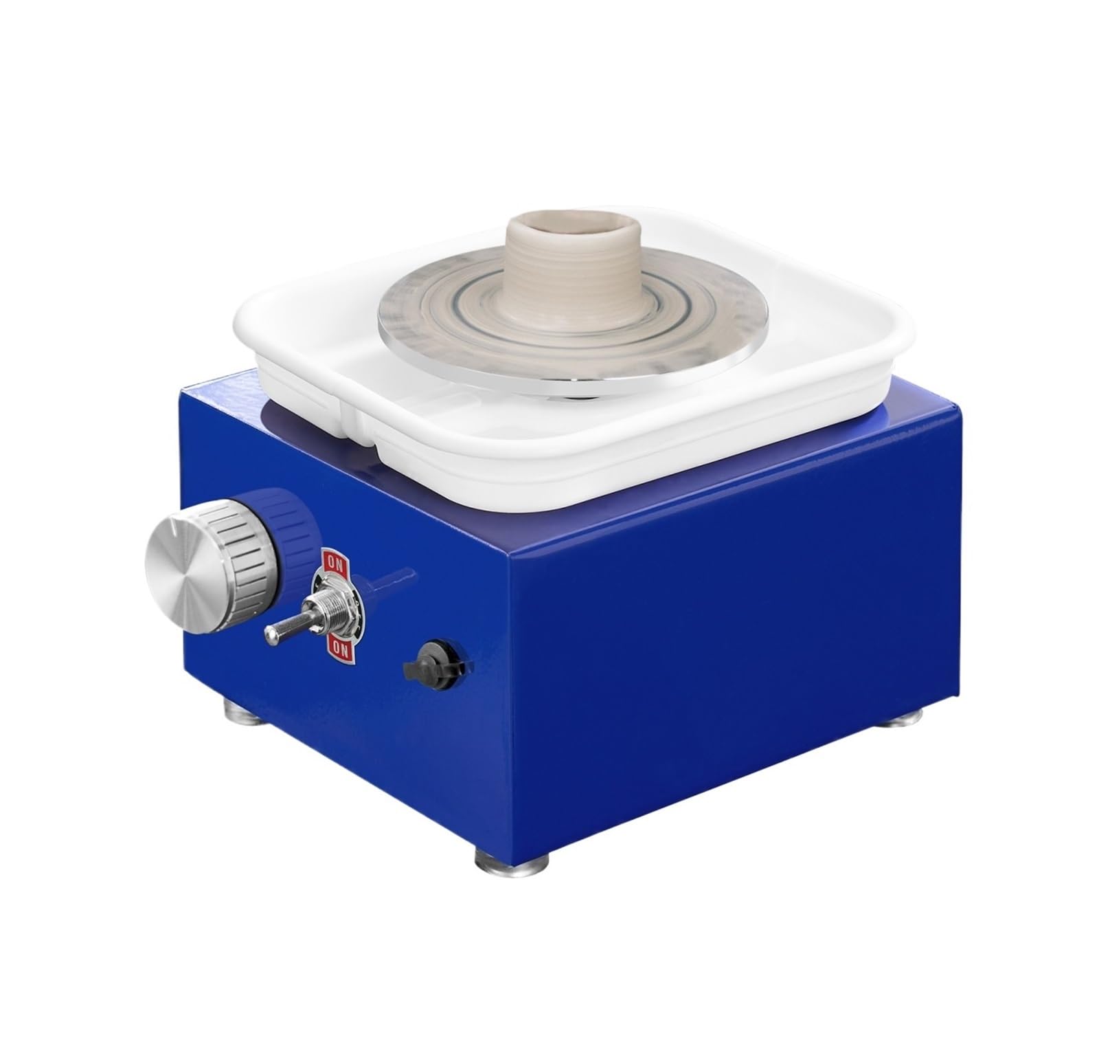 2.6in/3.9in Mini Pottery Wheel 2 Turntables Ceramic Wheel Forming Machine Adjustable 0-300RPM Speed Detachable Basin