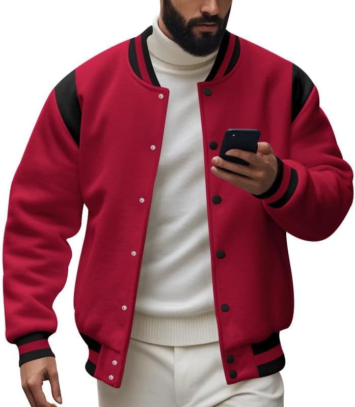 Men's West Coast Jacket - Fall Winter Cardigan Style Button Front Loose Baseball Coat for Vacation Daily Life - Image 4