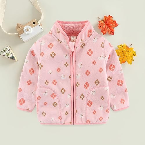 Toddler Fleece Print Jacket Mock Neck Fuzzy She𝐫pa Unisex Coats Long Sleeve Winter Outwears for Boy Girl2