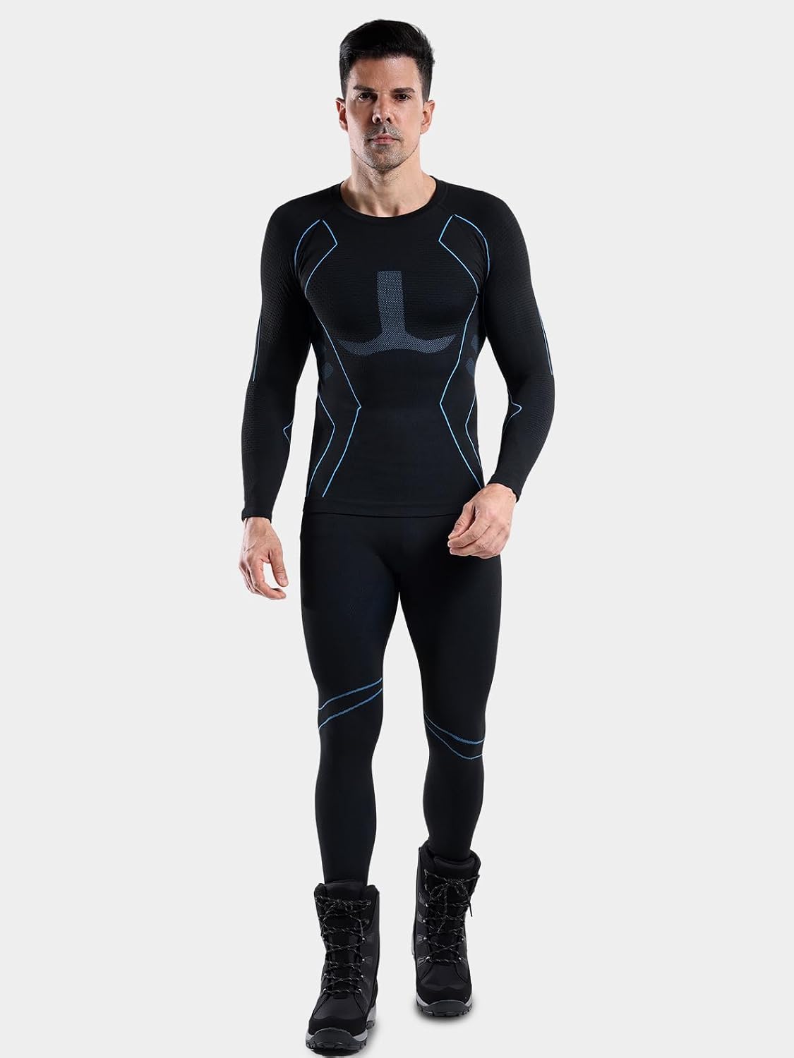 CORORO Men's Thermal Underwear Long Johns for Men Thermal Cold Wheater Long Underwear Base Layer Warm Top & Bottom for Skiing