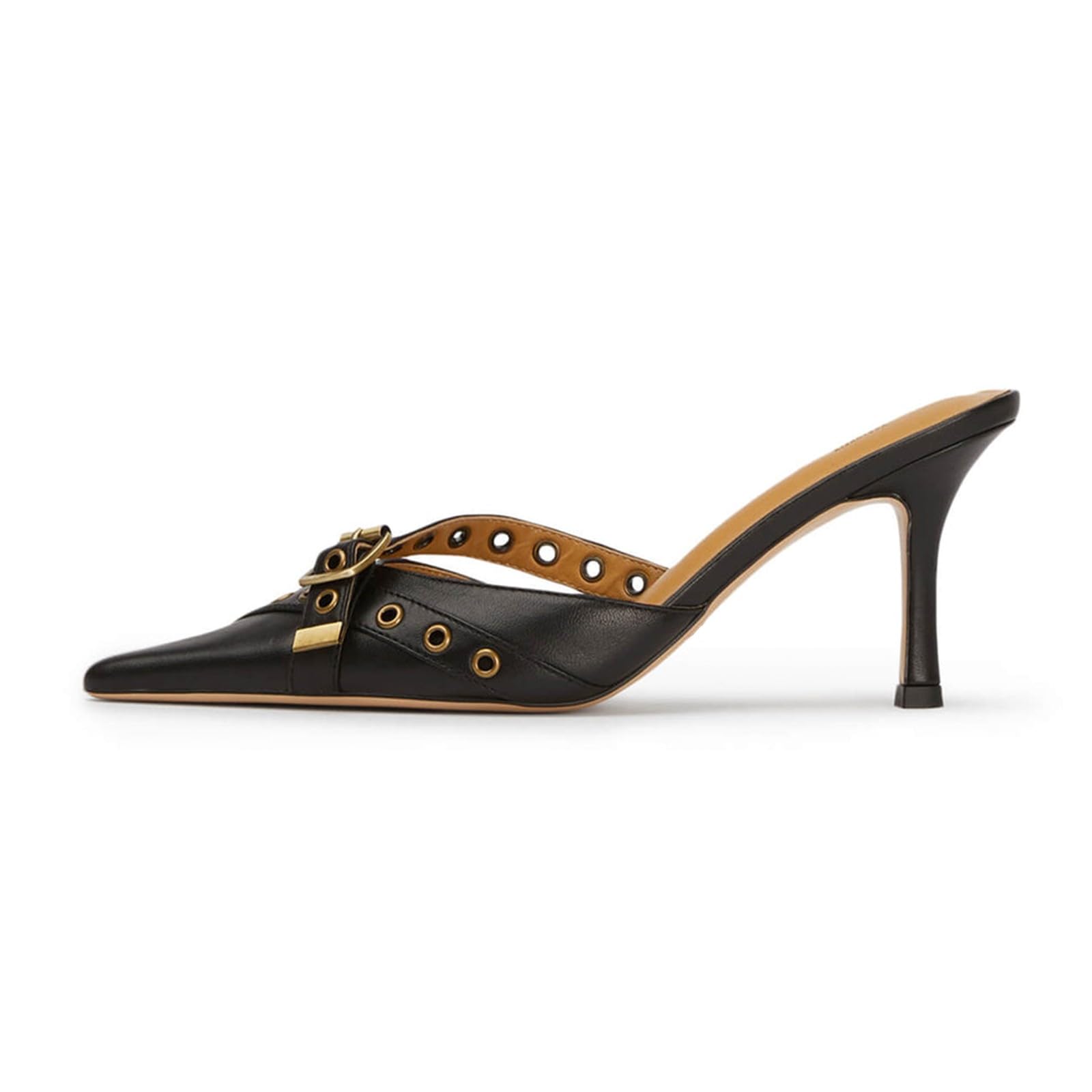 anteikira Women's Pointed Toe Slippers High Heel Slides Stiletto Mules for Women Slip On Backless Dress Sandals Bowknot Buckle Clogs Heeled Mule Pumps