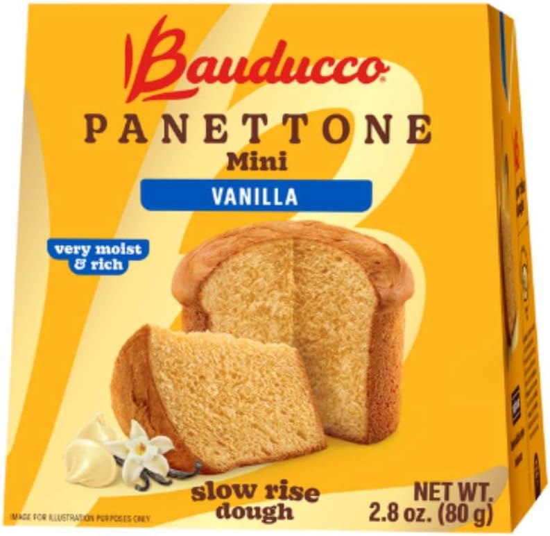 Bauducco Mini Panettone Vanilla, Moist & Fresh Traditional Italian Recipe Italian Traditional Holiday Cake 80ml