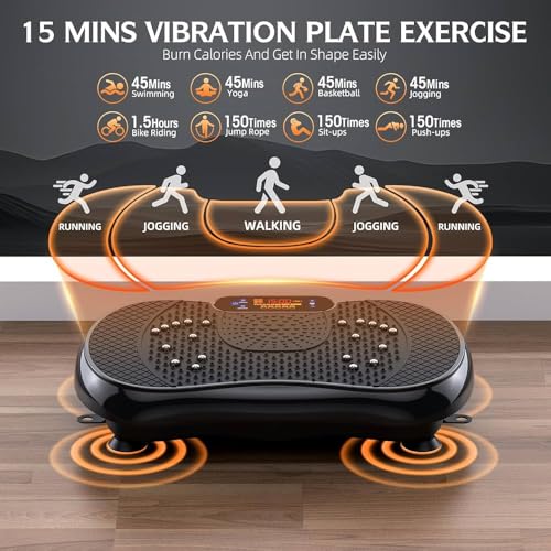 Image of WellMore Crazy Fit Vibration Plate for Home Weight Loss Exercise Machine with Different Programs Full Body Exercise Oscillation Fitness Workout 1 Year Warranty (Black)