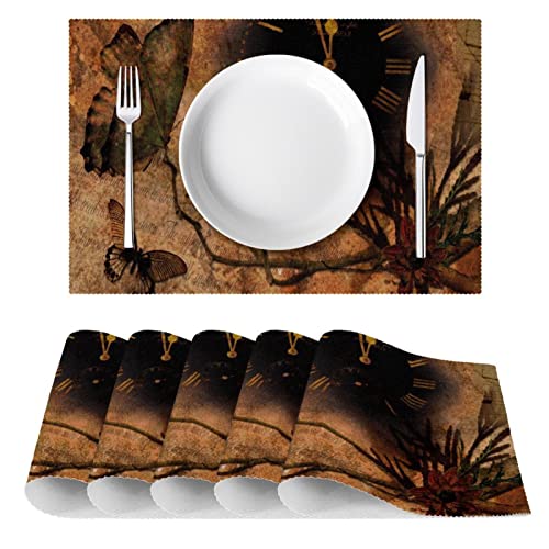 Set de table marron aux motifs papillons pour dîner