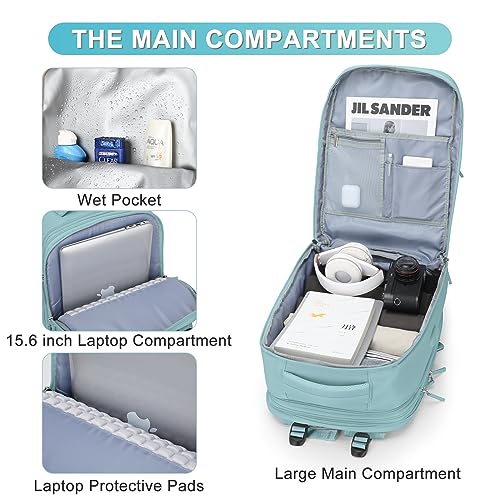 Image of coofay Expandable Backpack For Traveling On Airplane Travel Backpack For Women Men Airline Approved Carry On Bags For Airplanes Gym Bag With Shoe Compartment Waterproof Hiking Backpack Essentials