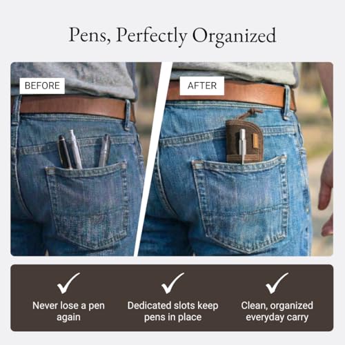 Image of LOCHBY Duo Pen Pouch | Slim and Elegant Pen Pouch, Durable Waxed Canvas, Lightly Padded for Fountain Pen and Mechanical Pencil, Compact Design Holds 2 Pens, for Everyday Carry