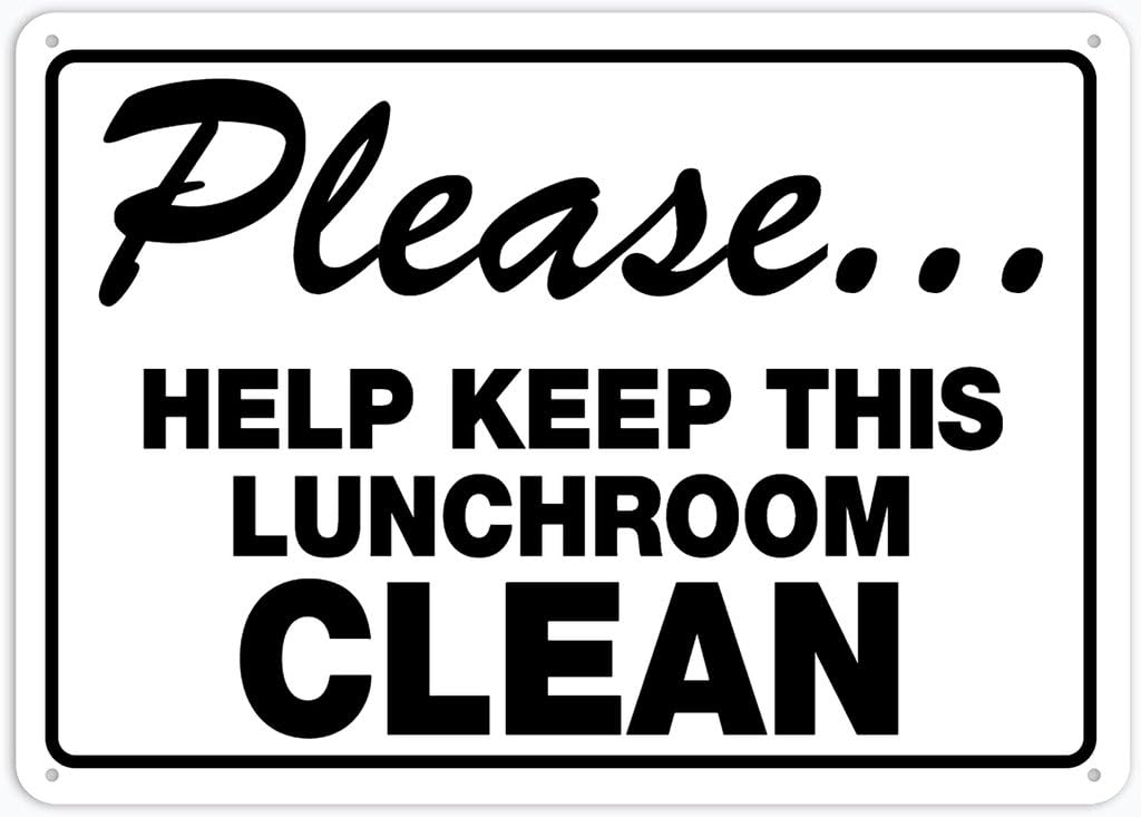 8"x12" Aluminum Tin Sign Plate - Please Help Keep This Lunchroom Clean - Safety Restriction Alert, Caution Warning Notice