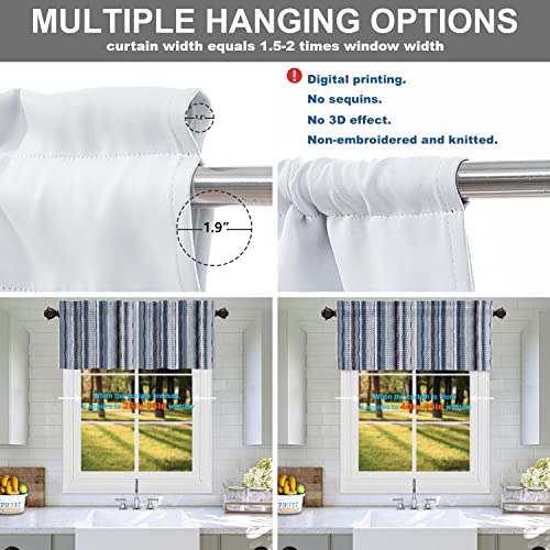 Batmerry Boho Ethnic Tribal Art Kitchen Valances Half Window Curtain, Navy Blue Geometric Ikat Tribal Print Pattern Kitchen Valances For Windows Valance For Decor Reducing The Light 52X18 Inch #TOP4