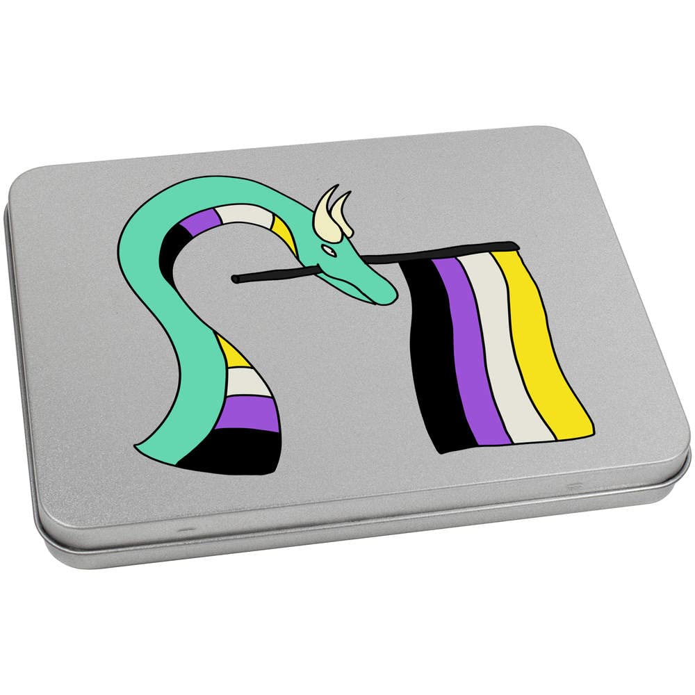 Azeeda 170mm 'Non-binary Dragon' Metal Hinged Tin/Storage Box (TT00174372)
