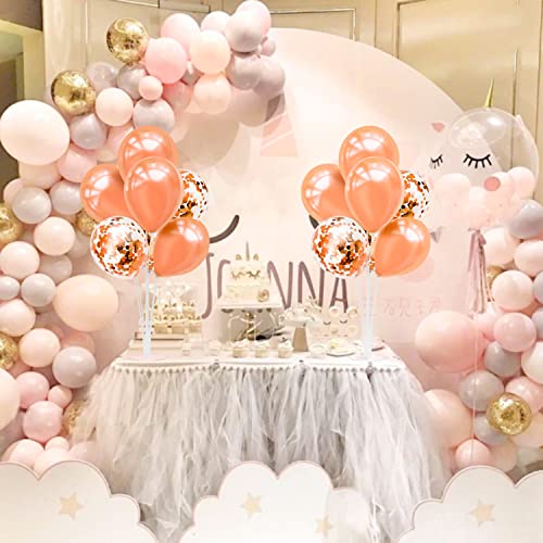 Image of ZJDHPTY 4Set Rose Gold Balloon Stand Table Centerpieces Party Decor | Birthday Graduation Baby Shower Bridal Shower Bachelorette Anniversary Wedding Retirement Decoration New Years Party Supplies