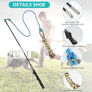 Flirt pole for dogs pet teaser wand outdoor interactive pet dog flirt pole training exercise rope toy for small medium large dogs cats   cucciolini doodles
