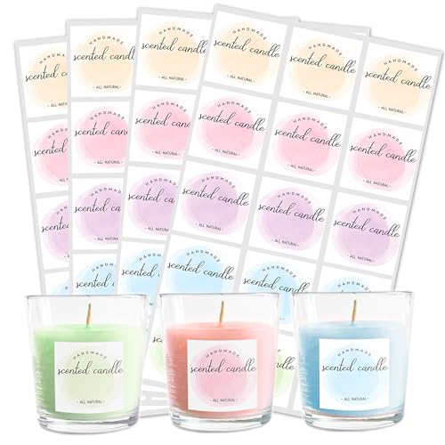 Scented Custom Candle Labels (300pcs) 2 Square Handmade Blank Stickers Waterproof for Tins Glass Jars Containers Soy Wax Melts DIY Packaging Personalized Fragrance Candle Making Supplies Tags