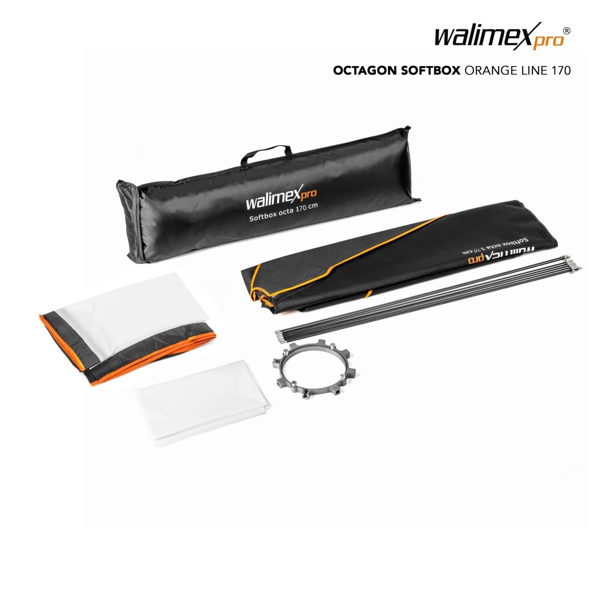 Diffuseur Intermédiaire Extérieur Walimex Pro Octagone Softbox 170cm Orange Line – Pour Aurora/Bowens, Lumière Douce, Grille Et Insert Inclus, Sac De Transport Diffuseur Intermédiaire Extérieur Walimex Pro Octagone Softbox 170cm Orange Line – Pour Aurora/Bowens, Lumière Douce, Grille Et Insert Inclus, Sac De Transport