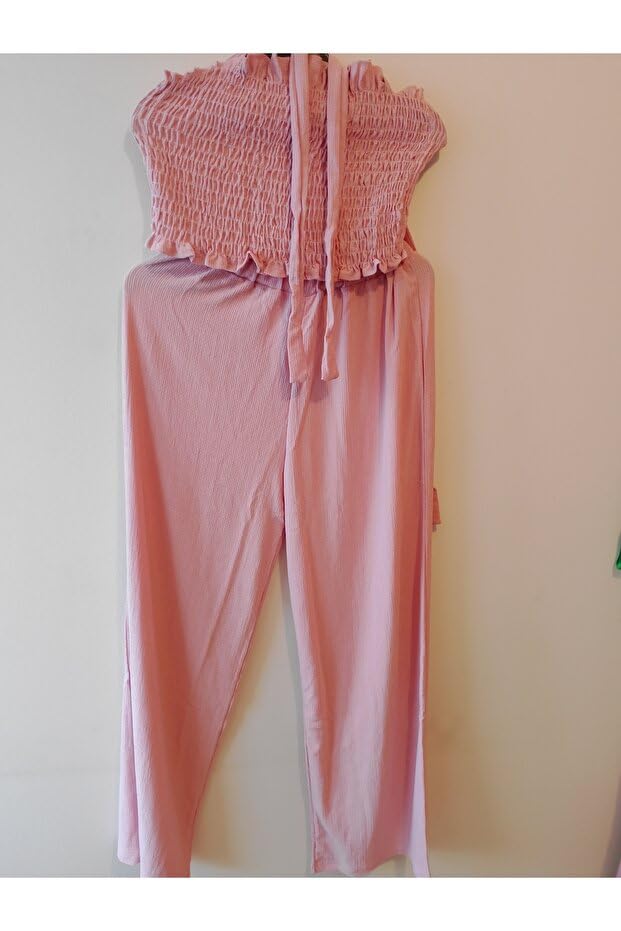 TANE TASARIM Kadın Takım Pembe Pamuk Polyester Kolsuz Bisiklet…