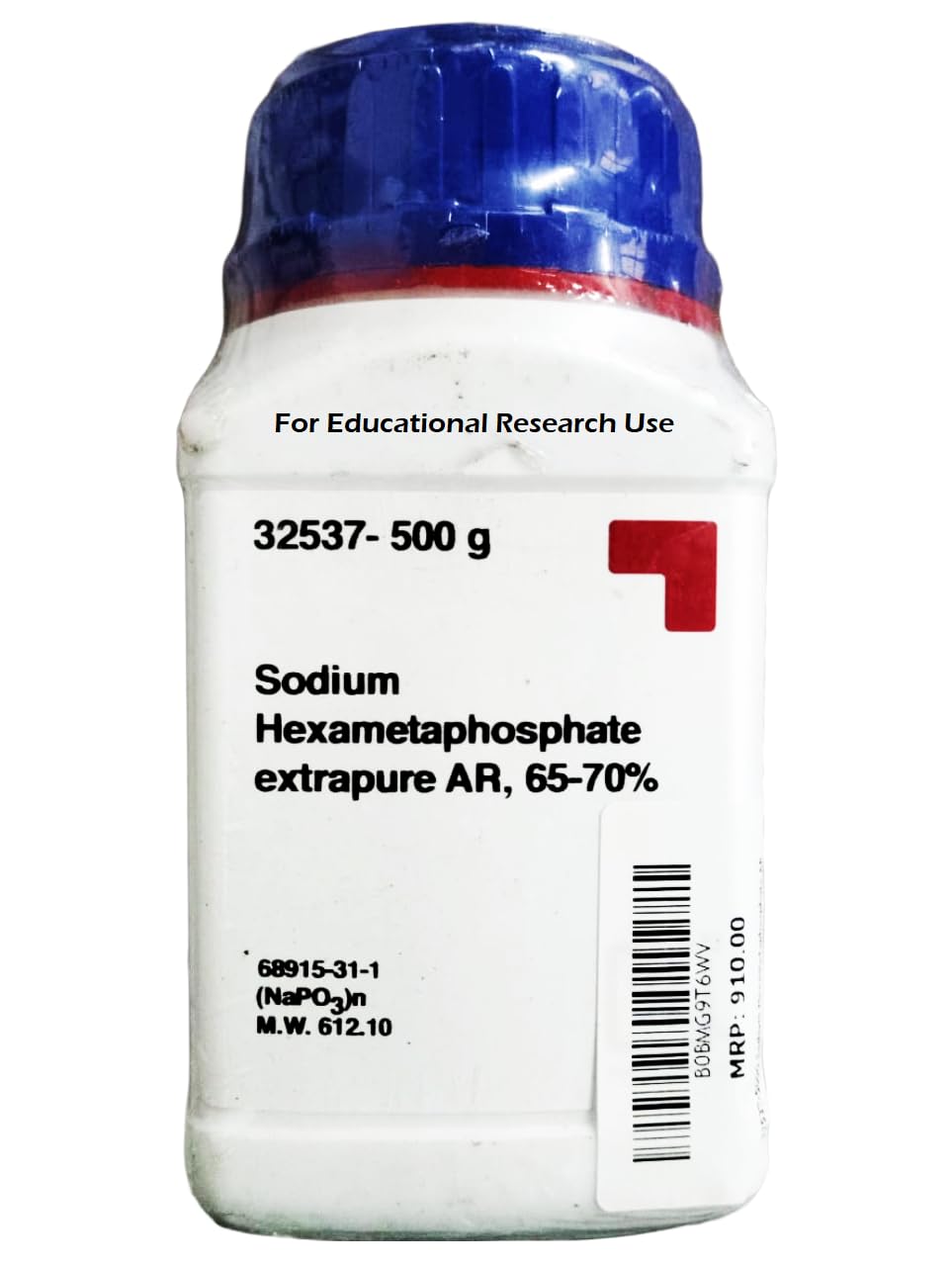 Sodium Hexametaphosphate extrapure AR, 65-70% (CAS NO 68915-31-1) Molecular Formula : (NaPO3),(SHMP, Calgon, Sodium Polyphosphate)-image-34