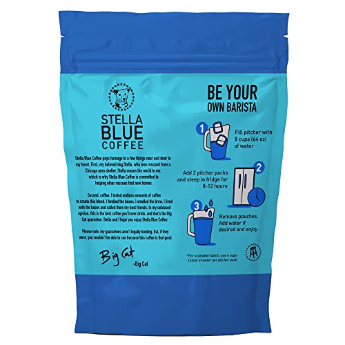 Stella Blue Cold Brew Arabica Big Cat Blend Coffee, 6 Ready-To-Brew Packets, Enriching Caramel And Hazelnut Notes With Sweet Fruitiness - Fresh Cold Brew For True Fanatics #TOP7