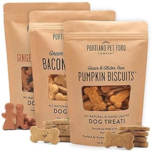 Portland Pet Food Company Healthy Dog Treats Variety 3-Pack – Grain-Free, Human-Grade, Gingerbread, Pumpkin and Bacon Dog Treats Multipack – Natural Dog Training Treats & Biscuits Made in the USA Only