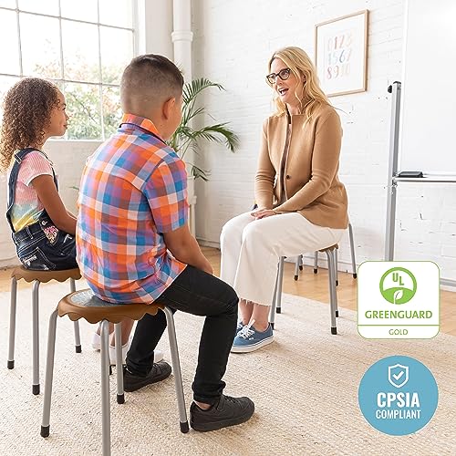 Image of ECR4Kids Daisy Stackable Stool with Glides Seating Set, Flexible Seating, Chocolate, 8-Piece