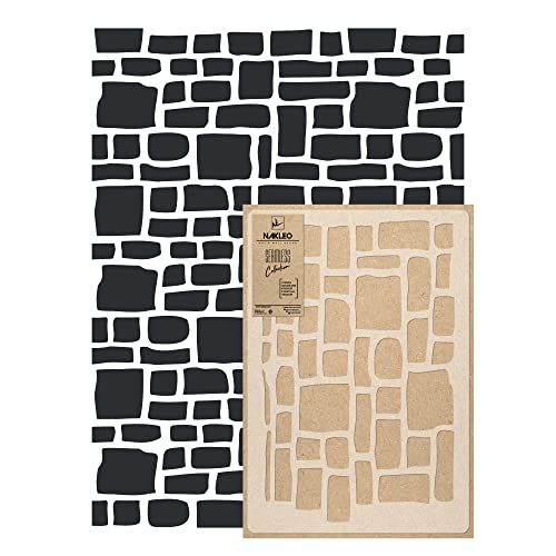 NAKLEO Wall Painting Stencil Large Size, 23,2”x37,4” Stone Wall Brick Reusable Plastic Template, Geometric Pattern Wallpaper, DIY Home Decor Craft Wood Floor Furniture