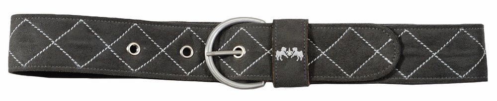 Diamond Quilted Suede Belt with Diagonal Line