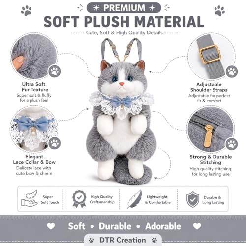 Image of Cute Tiger Plush Sling Bag for Kids | Soft Toy Shoulder Bag with Adjustable Strap | Lightweight Animal Backpack for Boys & Girls | Travel & Gift Bag - Black & White