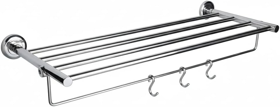 Stainless Steel Towel Rack for Bathroom | Wall-Mounted Bathroom Towel Holder | Durable Bathroom Steel Rack & Washroom Hanger Towel Bar for Home (Round SS Towel Rack, 18" Inch)