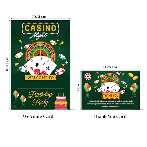Image of Just Party Casino Theme Party Decoration - 99 pcs Happy Birthday Decoration Kit for Adults | Vegas Theme Birthday Decoration Items for Boys & Girls | Includes Balloons, Props, Banners, Cake Topper